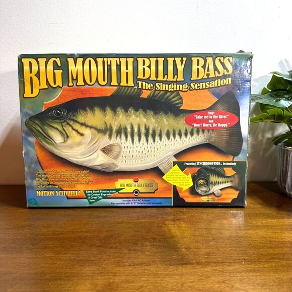 Vintage 1998 Big Mouth Billy Bass Singing Don't Worry Be Happy in Original Box - Picture 1 of 7